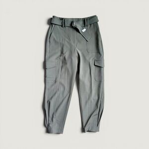 NWT Express Women Olive Green Super High Rise Belted Ankle Cargo Pants Size 8R